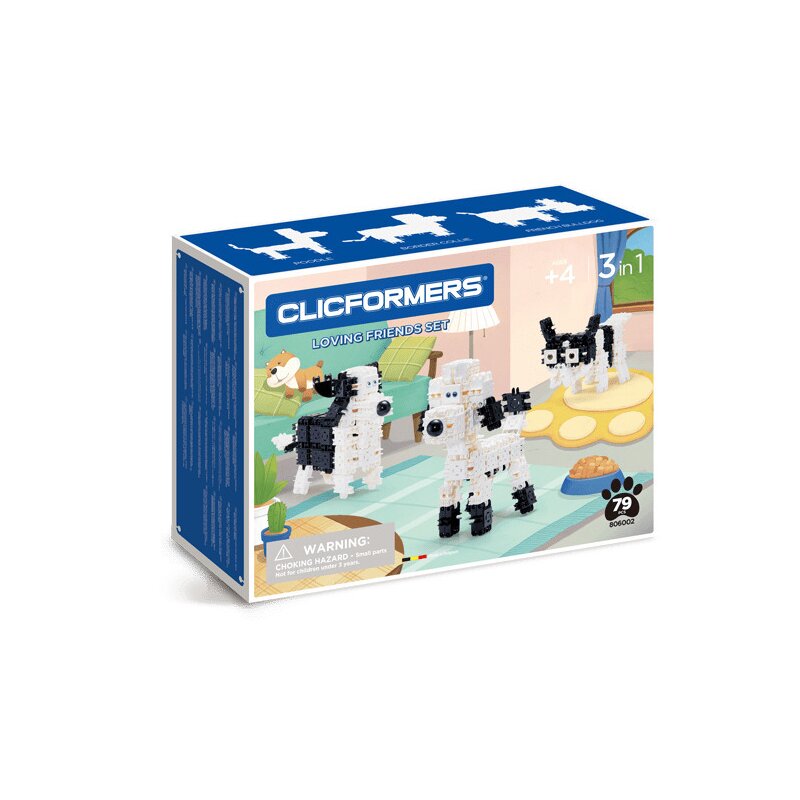Clicstoys - set de constructie multifunctional animale prietenoase , clicformers , 79 piese