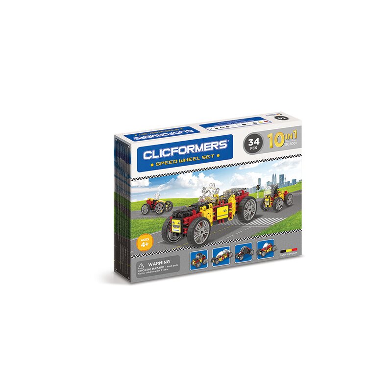 Clicstoys - Set de constructie Multifunctional Masini de viteza , Clicformers , 34 piese