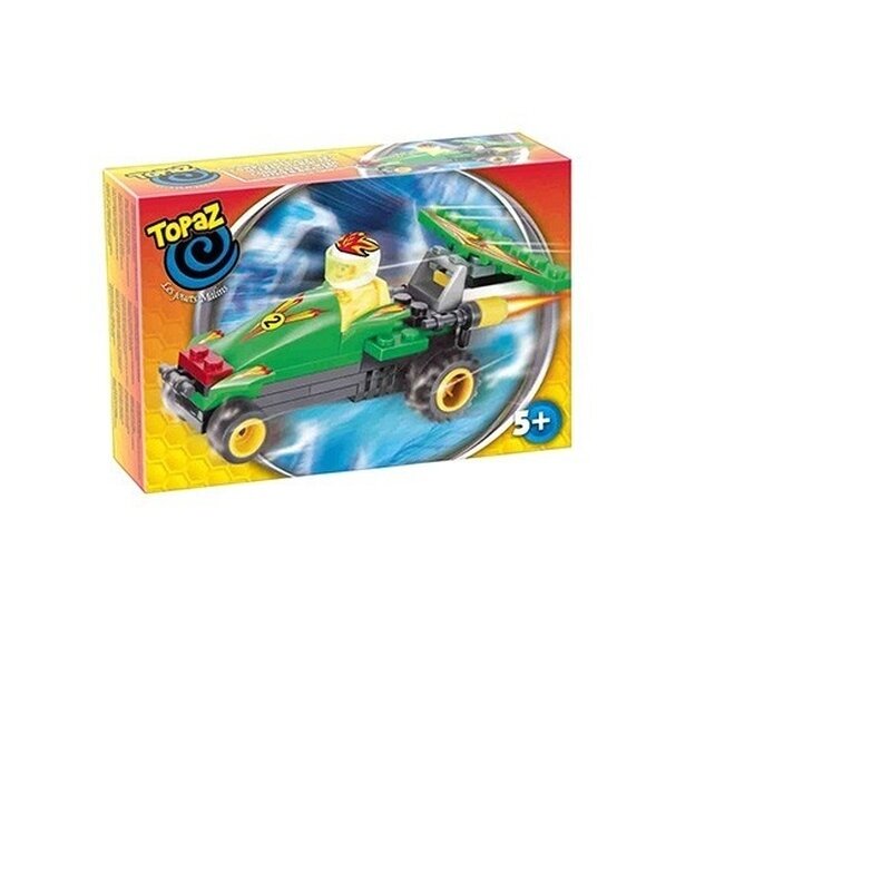Set de construit tip lego-masina de curse verde-40 piese