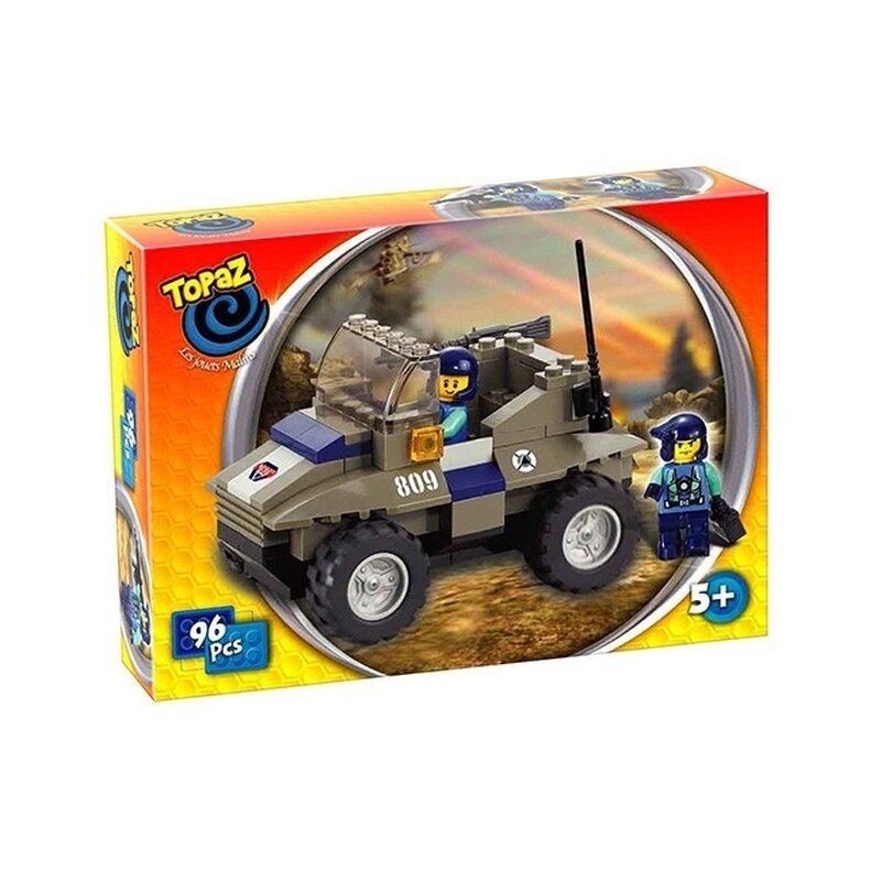 Set de construit tip lego-masina de teren militara-96 piese