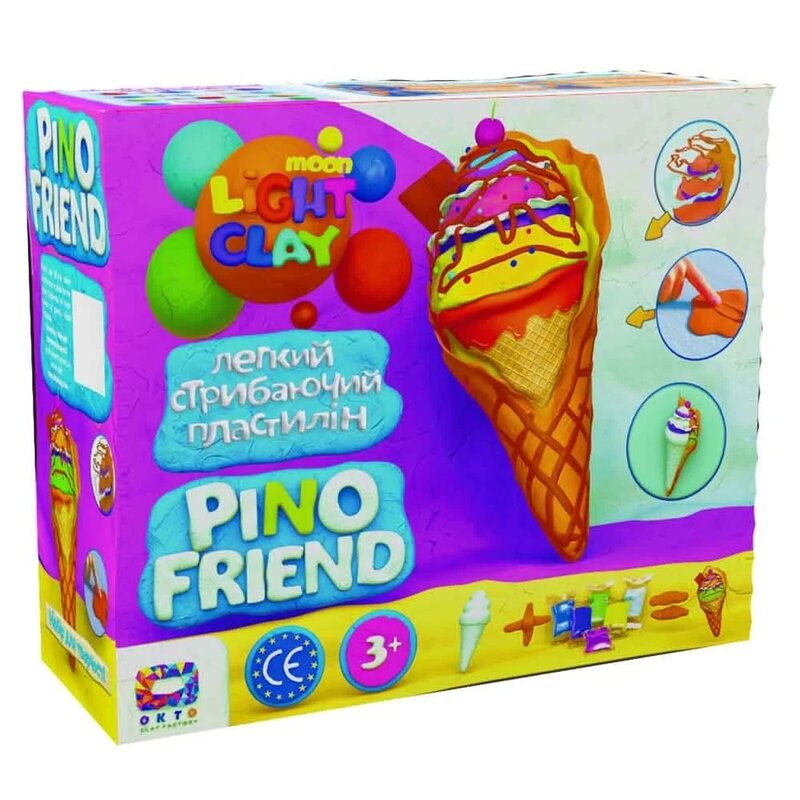 Okto - set de creatie cu argila usoara, moon light clay - pino friend - ice cream