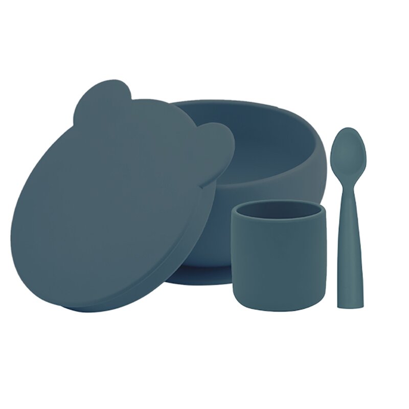 Minikoioi - set de hranire bwl i , 100% premium silicone – deep blue
