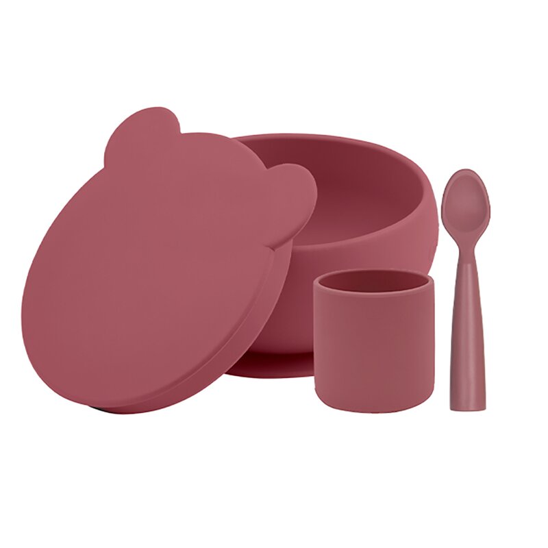 Minikoioi - set de hranire bwl i , 100% premium silicone – velvet rose