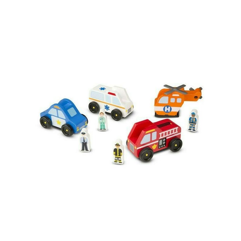 Melissa & doug - set de joaca din lemn vehicule de interventie