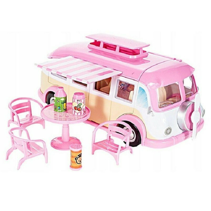 Set de joaca malplay masina de inghetata pentru papusi cu accesorii roz