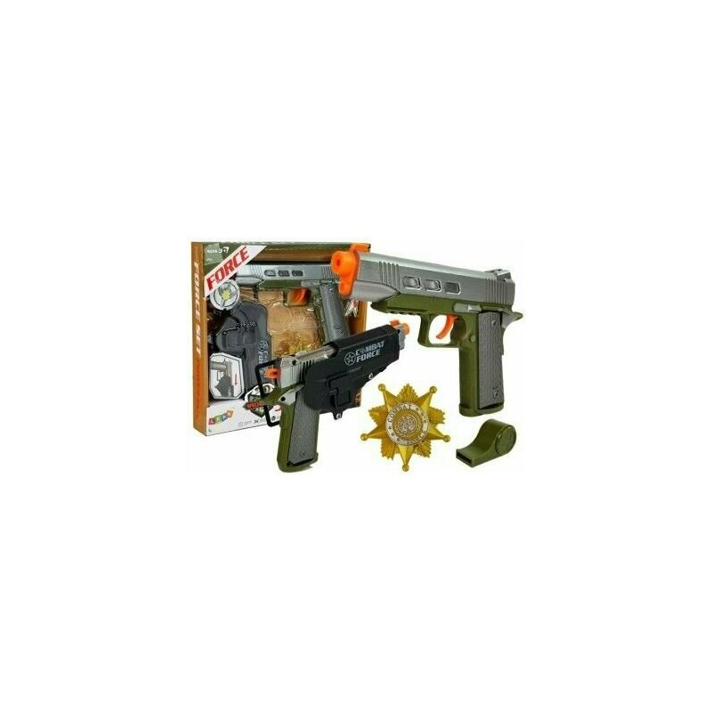 Leantoys - Set de joaca pentru copii, pistol cu toc, insigna si fluier de armata, , 7869