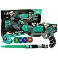 Leantoys - Set de joaca SF pentru copii, pistol laser, sabie laser si lansator de discuri, , 7097