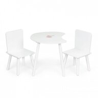Ecotoys - Set de masa in forma de luna si doua scaune pentru copii  WH140 - Alb