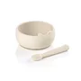 Set de masa, Jane, Din silicon, 2 piese, Cu bol si lingurita, BPA Free, Sand - 1
