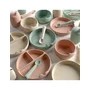 Set de masa, Jane, Din silicon, 2 piese, Cu bol si lingurita, BPA Free, Sand - 6