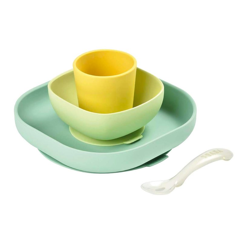 Beaba - set de masa silicon 4 piese, galben