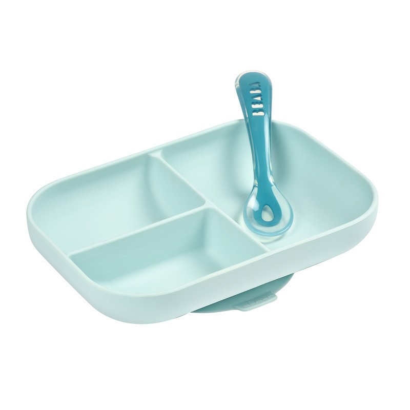 Beaba - set de masa silicon 2 piese, bleu