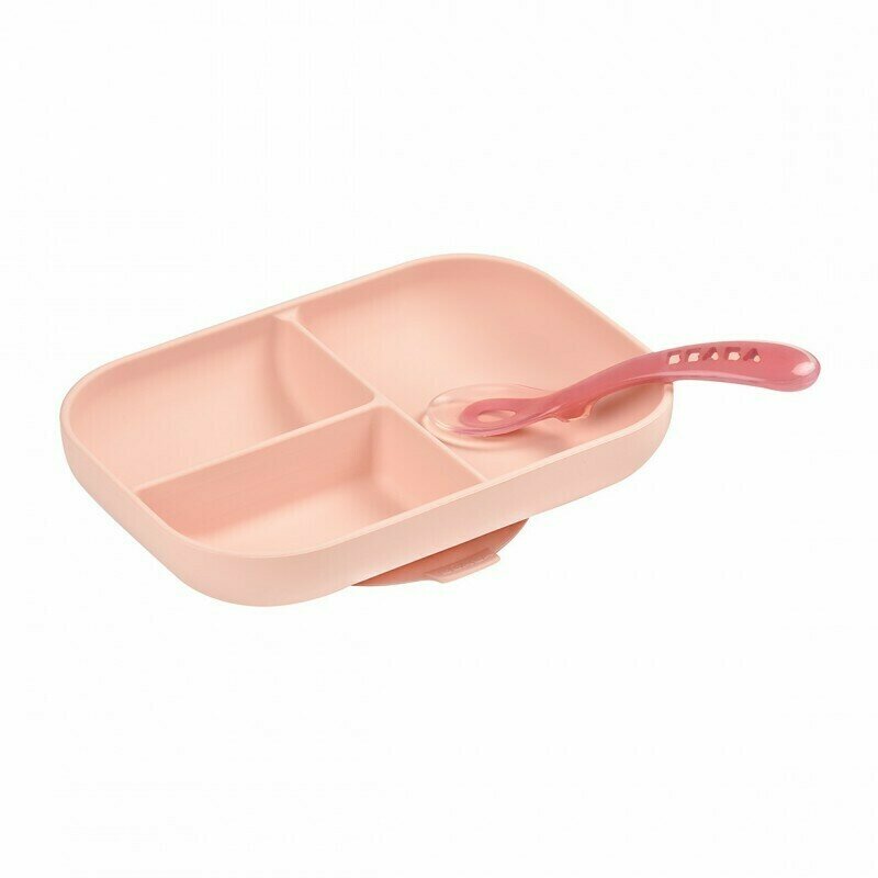 Beaba - set de masa silicon 2 piese - roz