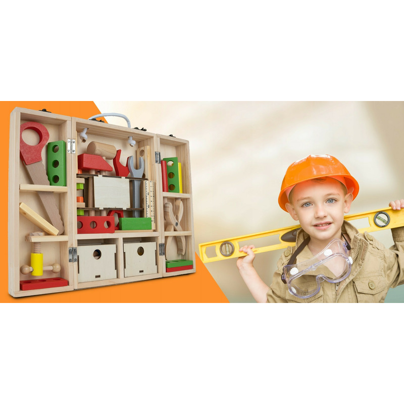 Set de scule pentru copii malplay in cutie de lemn