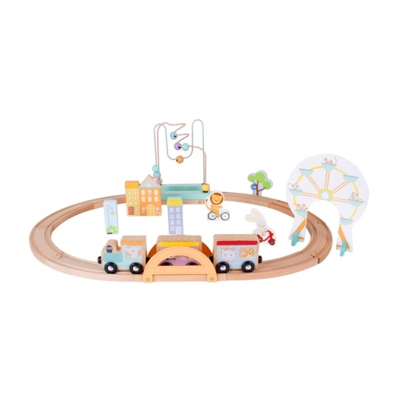 Sun baby - set de sina cu tren din lemn si accesorii 063
