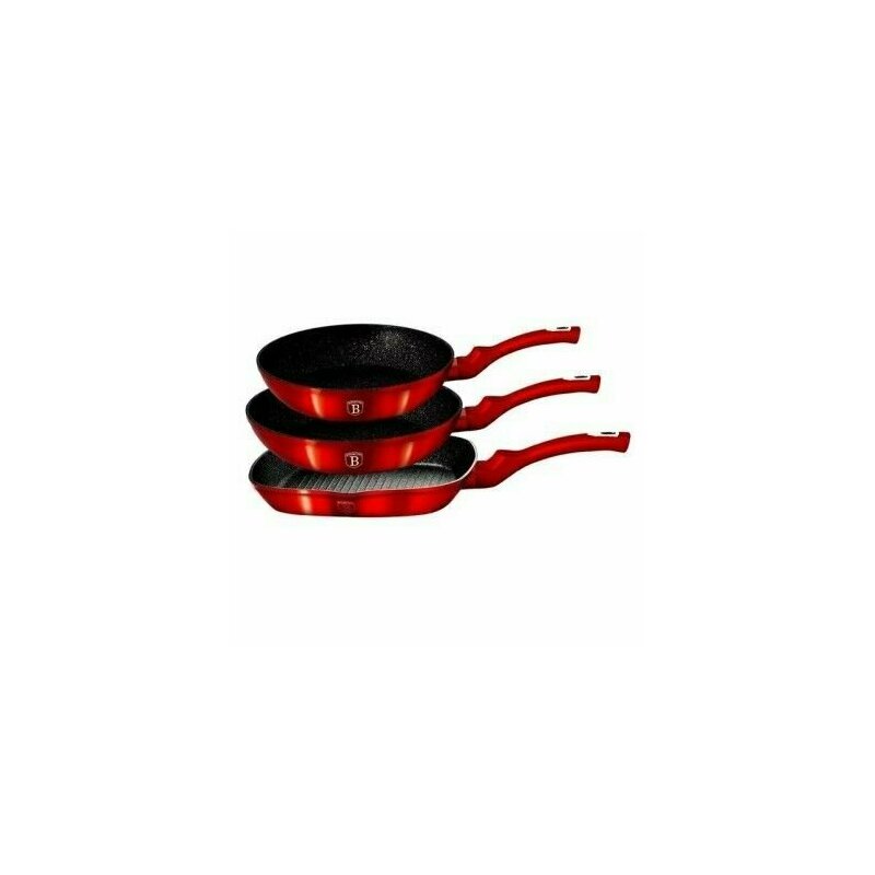 Berlinger haus - set de tigai marmorate, 3 piese, din aluminiu forjat, burgundy metalic line, , bh 1289
