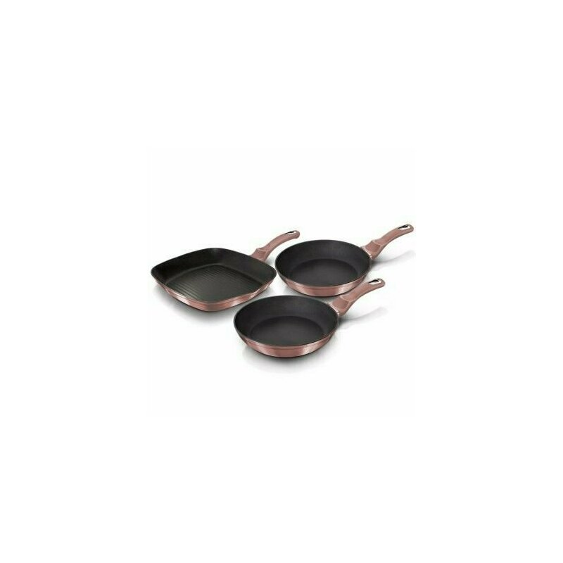Berlinger haus - set de tigai marmorate, 3 piese, din aluminiu forjat, i-rose edition metalic line, , bh 6041