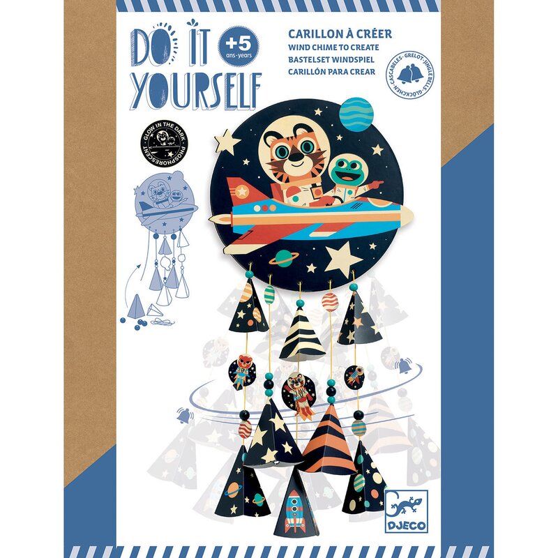Djeco - set diy , mobil fluorescent, cu clopotei- stele