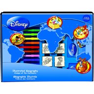 Multiprint - Set educativ cu stampile Geografia Disney 23 piese, 7 stampile, tus, 12 carioci, rigla, harta lumii si caiet cu activitati  MP1938