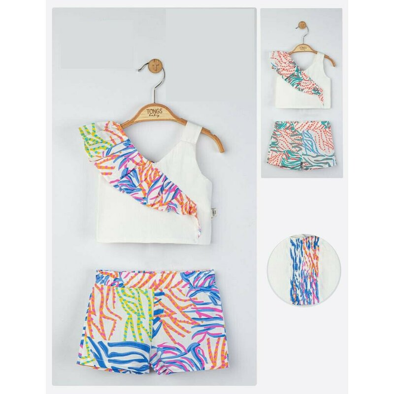 Tongs baby - set elegant bluzita de vara cu pantalonasi pentru fetite, (culoare: albastru, marime: 9-12 luni)