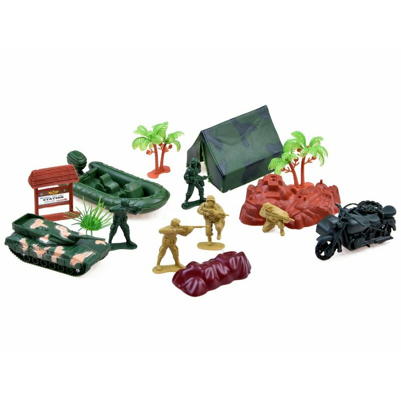 Set figurine, Jokomisiada, Front de razboi, Cu soldati si arme, Plastic, Contine 26 piese, 3 ani+, Multicolor