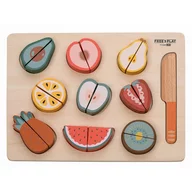 Set fructe feliate, Free2Play, Cu inchidere velcro, Din lemn, 20 piese, Multicolor