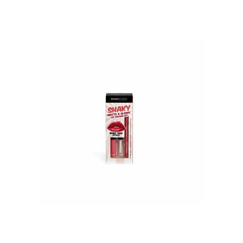 Set gloss si creion de buze shaky, matte & glossy, 60749, magic studio, 2 g