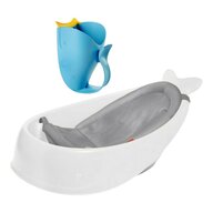 Set igiena Skip Hop: Recipient pentru cladire si cadita inteligenta, Cu suport detasabil, Pentru 3 etape de crestere, 2 doua pozitii ergonomice, Antiderapanta, Fara PVC si ftalati, 0 luni+, 70 x 48 x 29 cm, Alb/Gri
