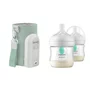 Set incalzitor biberoane, Lionelo, ThermUp Go Evo, USB, 5 trepte incalzire, Verde + 2x biberoane, Philips Avent, Cu supapa AirFree, 0 luni+, 125 ml, Alb - 1