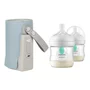 Set incalzitor biberoane, Lionelo, ThermUp Go Plus, USB, Albastru deschis + 2x biberoane, Philips Avent, Cu supapa AirFree, 0 luni+, 125 ml, Alb - 1
