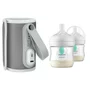 Set incalzitor biberoane, Lionelo, ThermUp Go, portabil, USB, Gri + 2x biberoane, Philips Avent, Cu supapa AirFree, 0 luni+, 125 ml, Alb - 1
