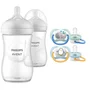 Set ingrijire Philips Avent: Biberon anticolici, Natural Response, 260 ml, 1 luni+, 2 buc + Suzete Ultra Air, 2 buc, 0-6 luni, Din silicon, Albastru/Portocaliu - 1