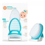 Set ingrijire scalp, Fridababy, DermaFrida, 3 in 1, Pentru dermatita seboreica la bebelusi, Include perie, burete si pieptene, Cu suport cu ventuza, De la nastere, Alb