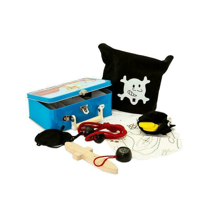 Mamamemo - set joaca de-a piratii, in cutie metalica, 15 accesorii,