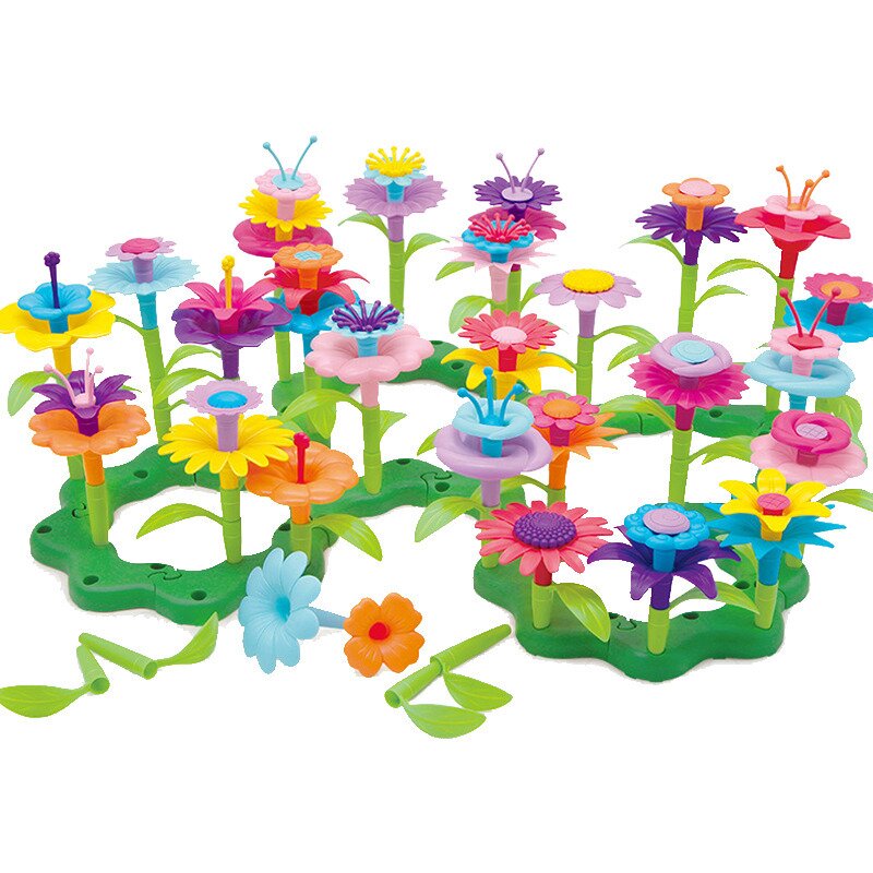 Cosmolino - set jucarie de constructie gradina cu flori, 130 piese mp74949