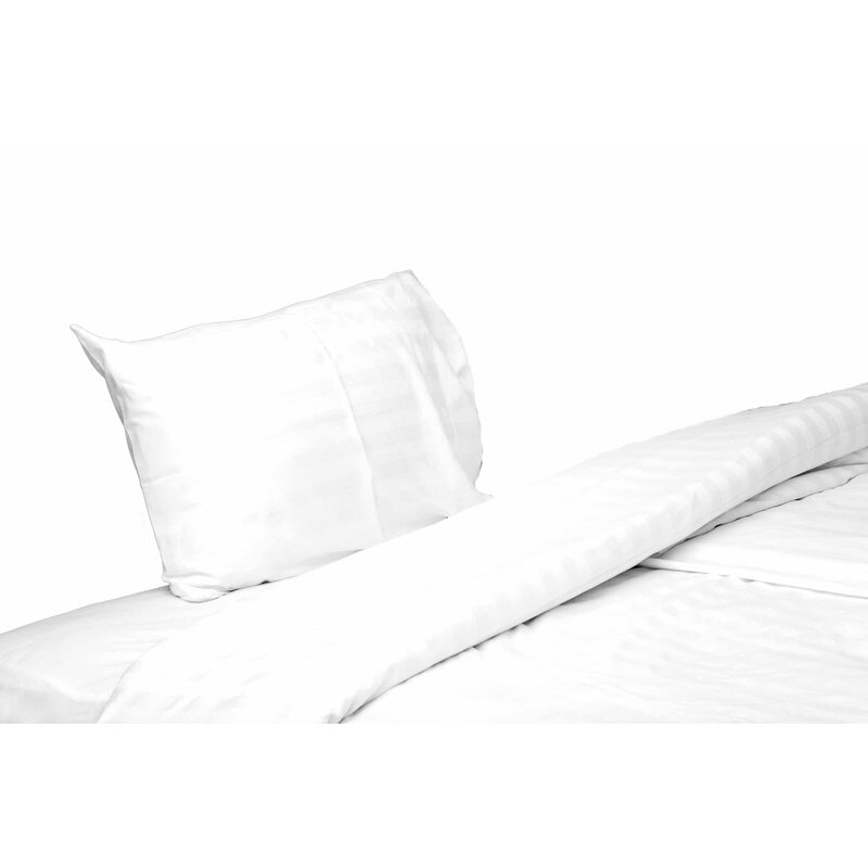 Somnart - set lenjerie de pat alba pentru o persoana, bumbac damasc 100%, 3 piese, cearceaf pat 150x260, cearceaf pilota 150x200, fata de perna 50x70