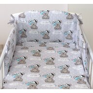 Amy - Set lenjerie din bumbac cu protectie laterala pentru pat bebe 120 x 60 cm, It s a boy! , 