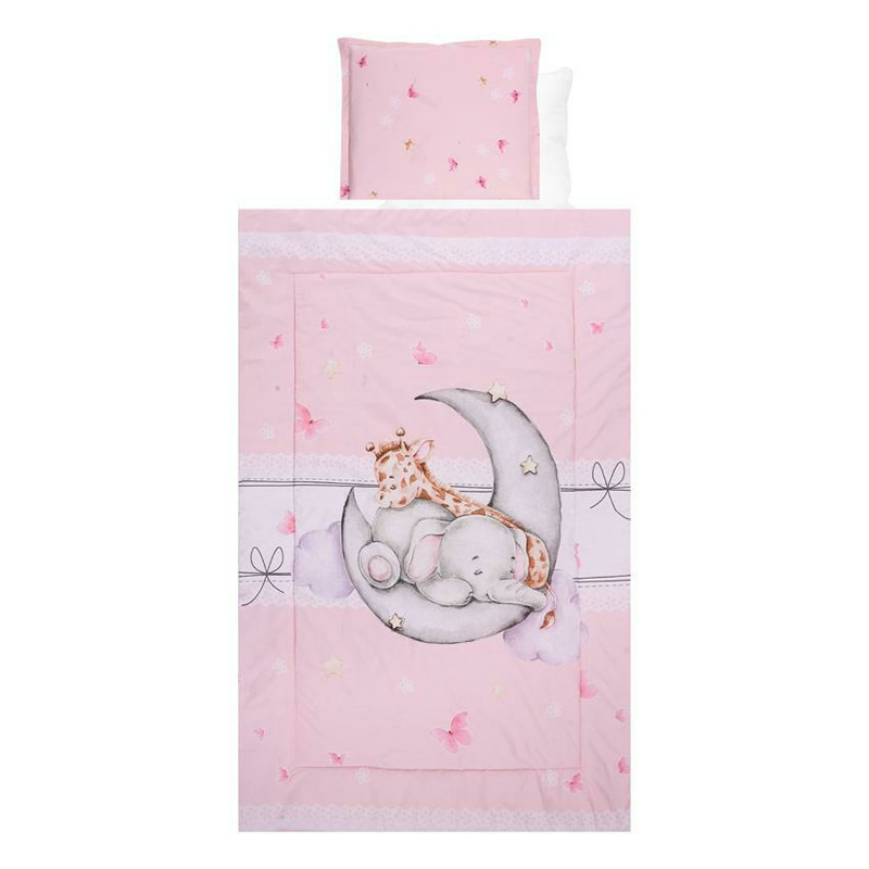 Set lenjerie pat 4 piese, bumbac ranforce, butterflies pink