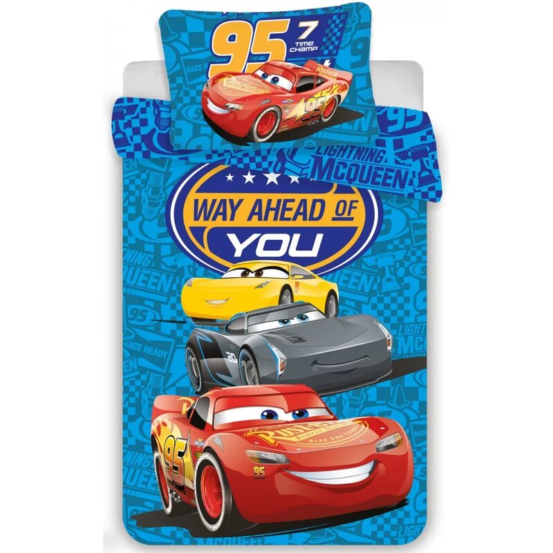 Suncity - set lenjerie pat copii cars way ahead of you 100Ã135 cm + 40Ã60 jfk025246