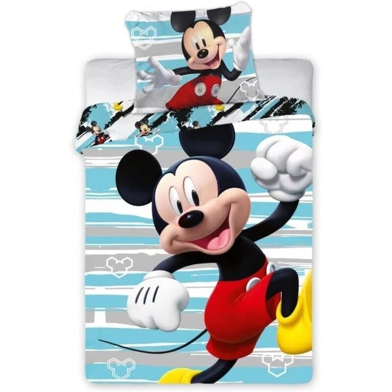 SunCity - Lenjerie 2 piese Run 60x40 cm, 135x100 cm Mickey Mouse din Bumbac, Albastru