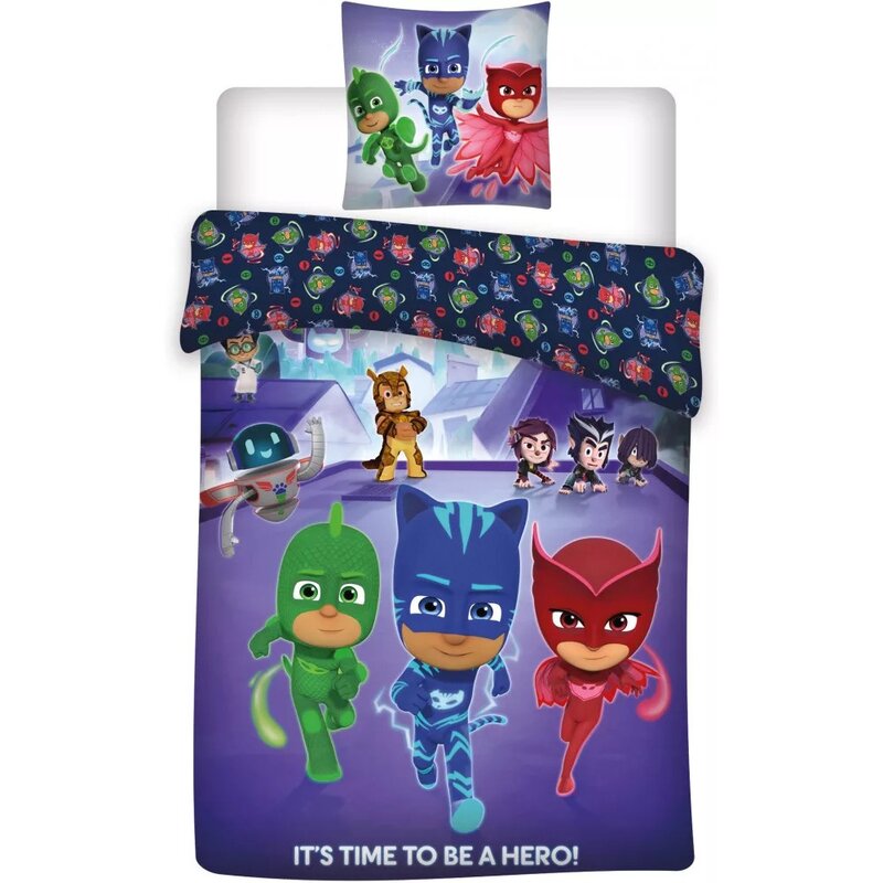 Suncity - set lenjerie pat copii pj masks hero 100x140 + 40x45 brm010000