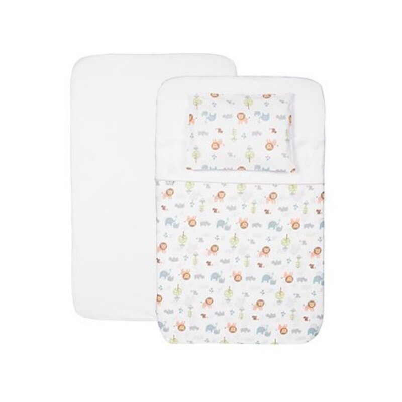 Chicco - set lenjerie patut next2me, 3 piese, little animals, 0luni+