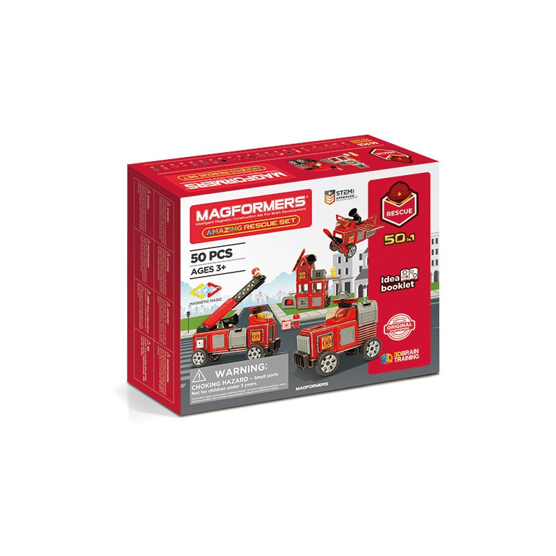 Clicstoys - set de constructie magnetic uimitorul set cu vehicule de interventie , magformers
