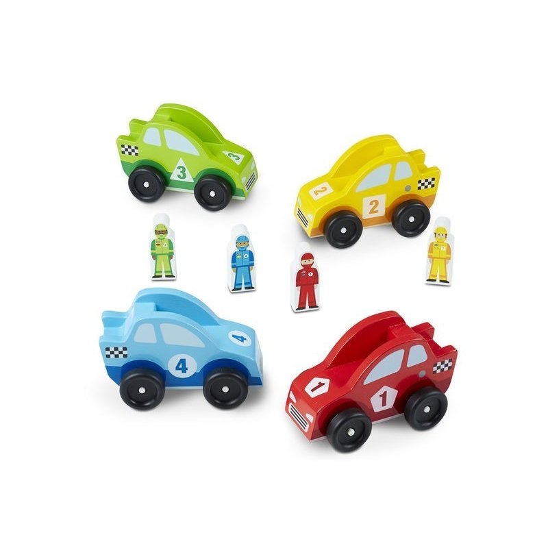 Melissa & doug - set masinute de curse din lemn melissa and doug