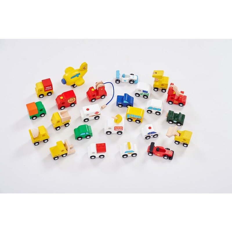 Commotion - set de joaca masinute din lemn 24 buc