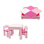 Set masuta si doua scaune pentru copii, Pink, Cu parte detasabila si reversibila, Partea reversibila pentru Lego Duplo, New Baby - 1