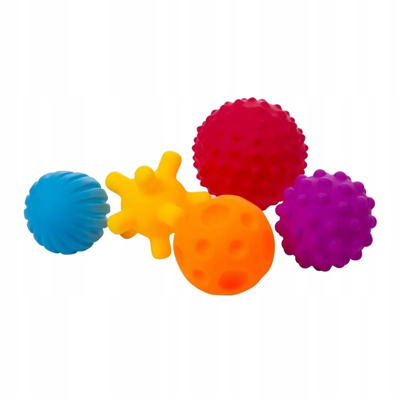 Set mingi senzoriale, Bocioland, Colorate, Pentru bebelusi, 5 piese, Resigilat