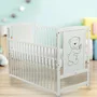 Set mobilier pentru copii, BabyNeeds: Patut din lemn de pin, cu laterala culisanta si somiera reglabila in 3 trepte, Timmi, 120x60 cm + Saltea cocos-burete-cocos, 12 cm + Comoda cu masuta de infasat, Alb - 3