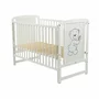 Set mobilier pentru copii, BabyNeeds: Patut din lemn de pin, cu laterala culisanta si somiera reglabila in 3 trepte, Timmi, 120x60 cm + Saltea cocos-burete-cocos, 12 cm + Comoda cu masuta de infasat, Alb - 6