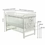 Set mobilier pentru copii, BabyNeeds: Patut din lemn de pin, cu laterala culisanta si somiera reglabila in 3 trepte, Timmi, 120x60 cm + Saltea cocos-burete-cocos, 12 cm + Comoda cu masuta de infasat, Alb - 7